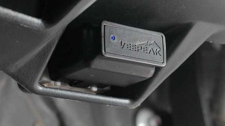 Veepeak Bluetooth OBD II scanner installed in a car