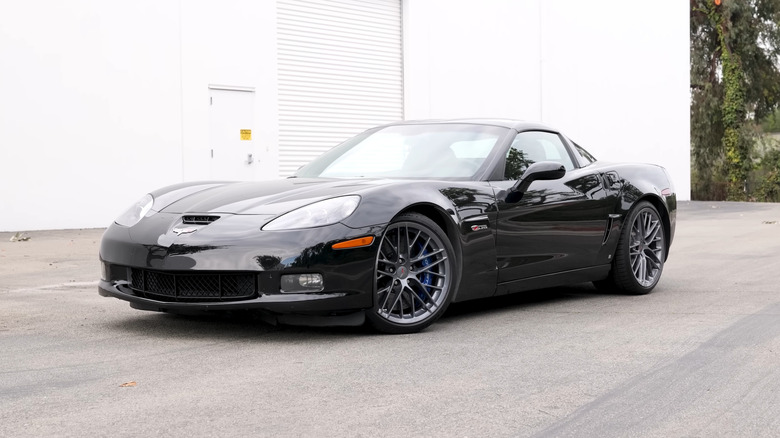 A side on shot of a black Chevrolet Corvette C6 Z06