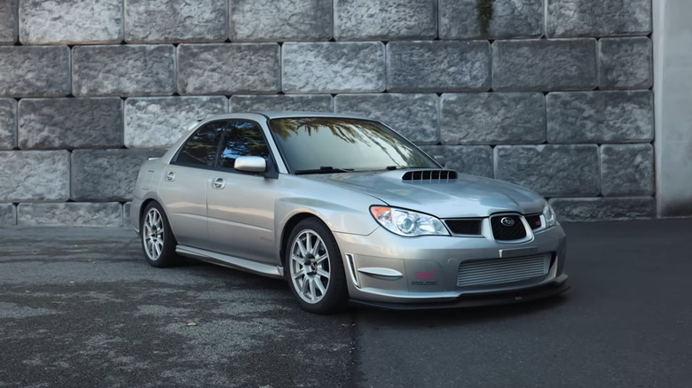 A side on shot of a 2006 Subaru Impreza WRX