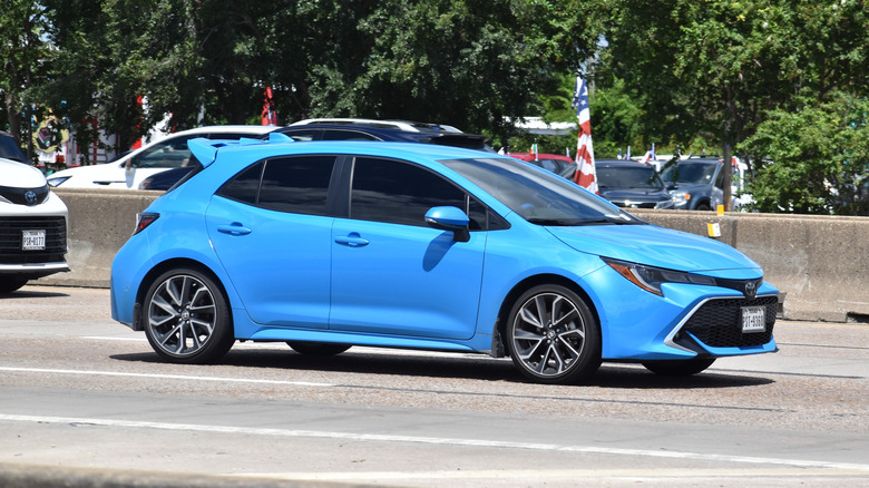 Blue Toyota GR in a parking lot