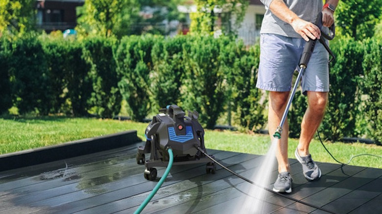 AR Blue Clean Electric Pressure Washer in use