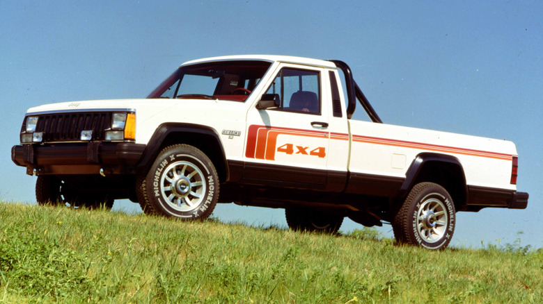 Jeep Comanche parked in the grass