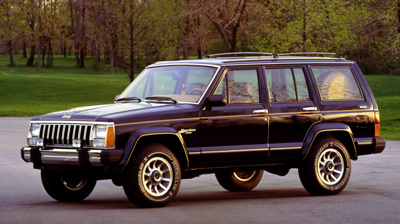 XJ Jeep Cherokee in a parking lot