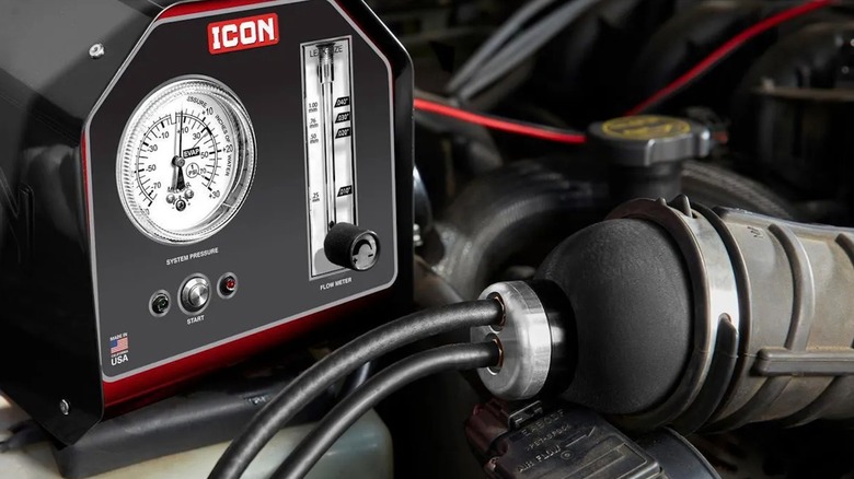 Icon Diagnostic Smoke Machine hooked up to car
