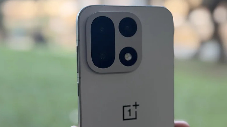 Close up of the OnePlus 15's rear, focusing on the camera module