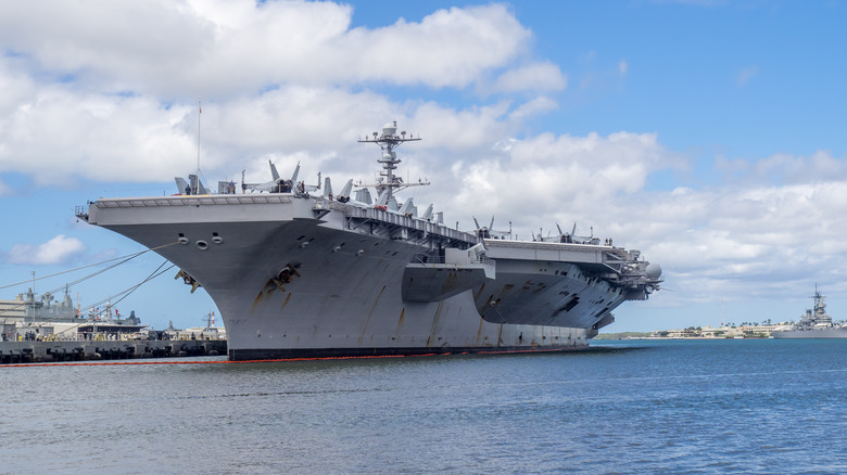 The USS John C. Stennis aircraft carrier at port