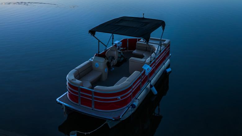 pontoon boat lake sunset