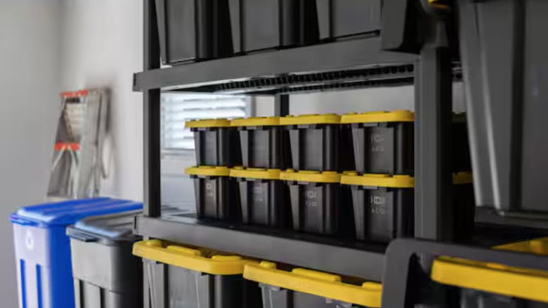 6.5-quart HDX Tough Storage Totes on shelf