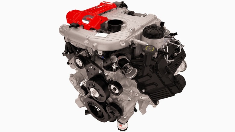 Cummins 5.0 V8 diesel engine on display