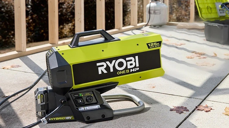 Ryobi forced air heater on deck