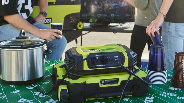 Power station powering TV and slow cooker