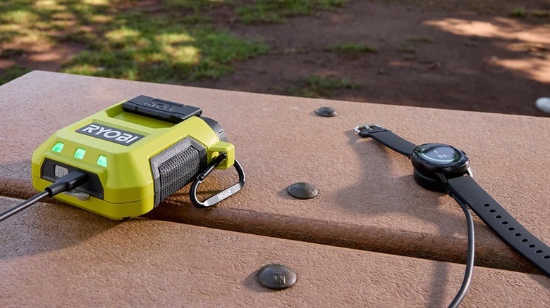 Ryobi 3-Port charger and power source with smartwatch
