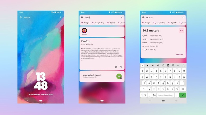 Different home screen setup pages for Kvaesitso