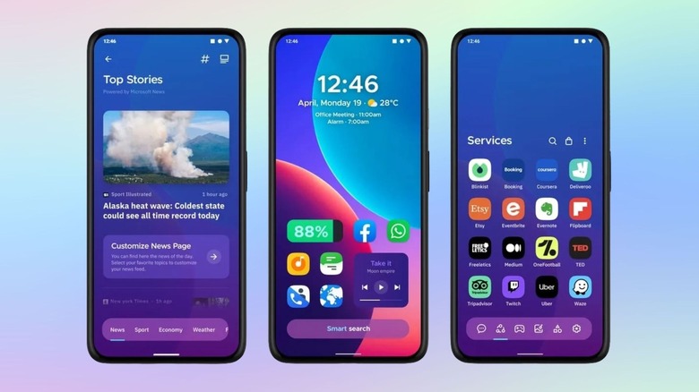 Different home screen pages for the Smart Launcher 6