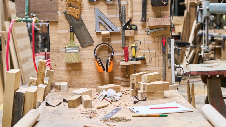 Variety of woodworking tools