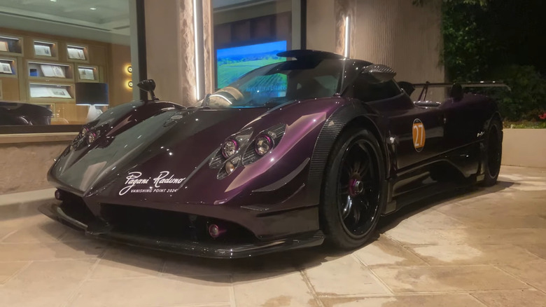A close up shot of Lewis Hamilton's Pagani Zonda 670 LH