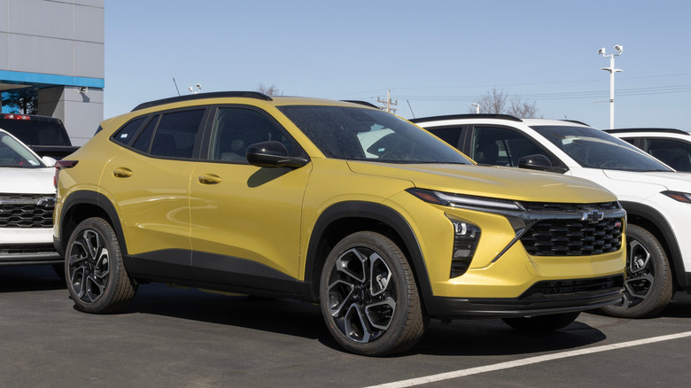 A yellow Chevrolet Trax parked
