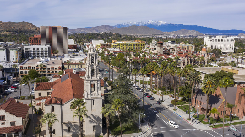 Aerial view of historic downtown Riverside, California