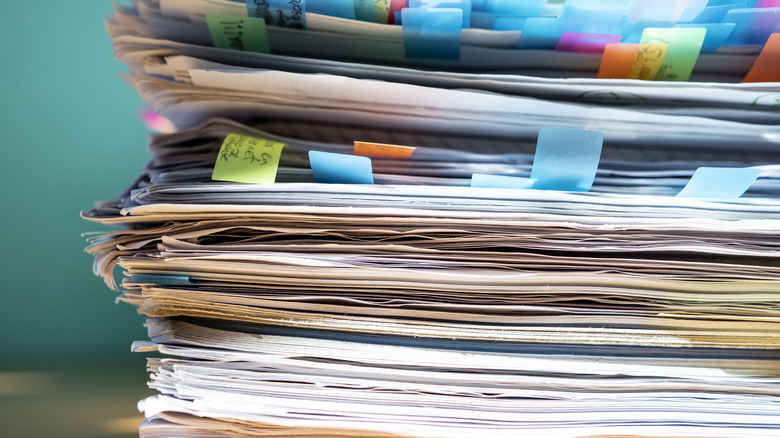 Large stack of documents
