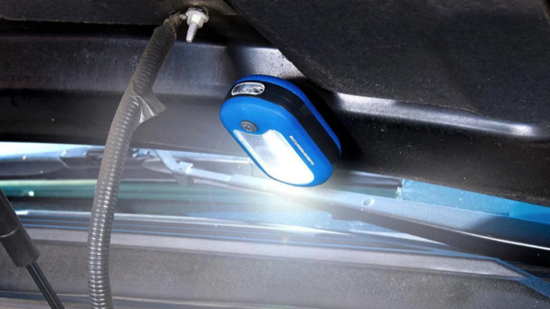 Harbor Freight work light under car hood
