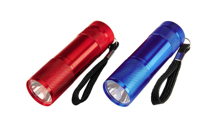 Two pack of Harbor Freight flashlights against white background