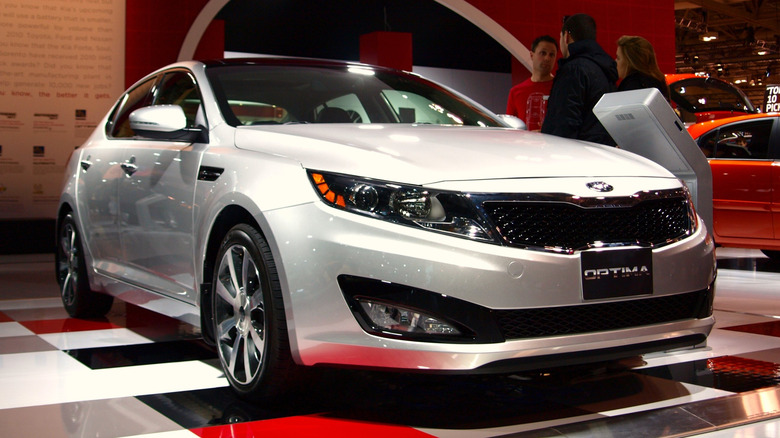 White 2011 Kia Optima Turbo on display