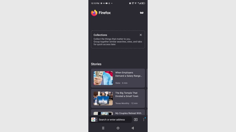 Firefox home page
