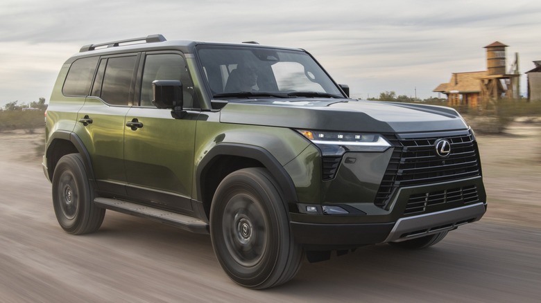 Front 3/4 view of Lexus GX in desert setting