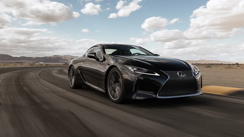 A side shot of a black Lexus LC