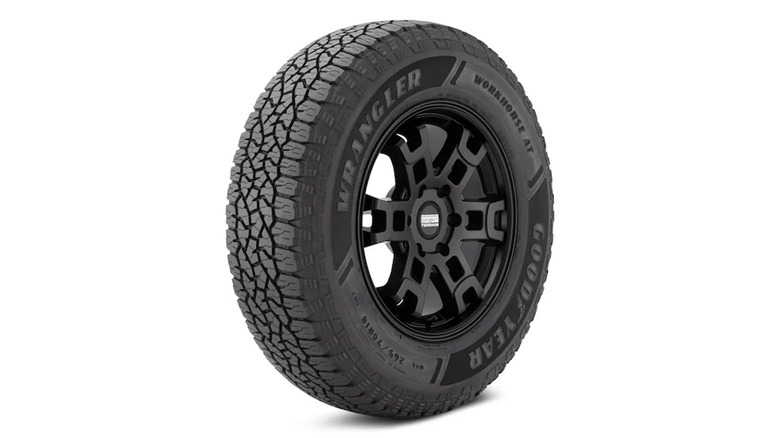 A stock image of a Goodyear Wrangler Workhorse tire