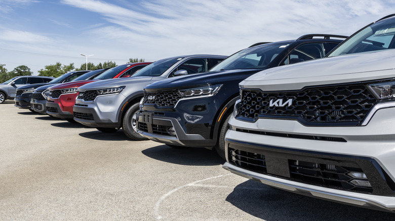 KIA vehicles on a car lot