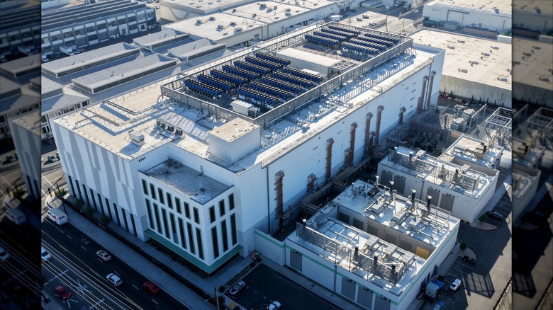 Exterior overhead view of a data center