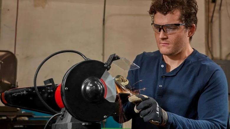 Harbor Freight's bench grinder is a good option for sharpening tools.
