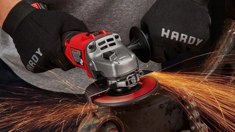 Person using Bauer Angle Grinder