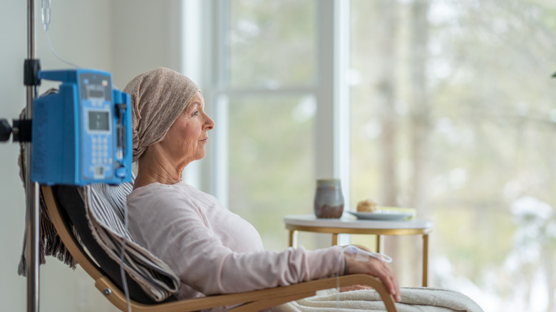 A woman undergoing chemotherapy treatment, which can cause loss of appetite