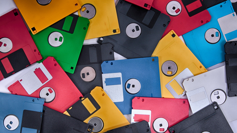 Several colorful floppy disks