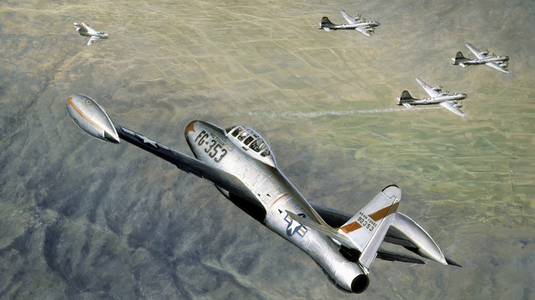 Republic F-84 Thunderjet Escorting Bombers