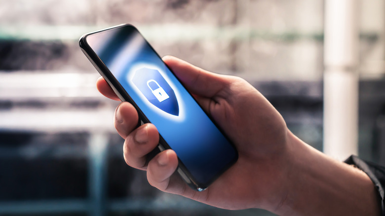 Lock sign on a smartphone screen.