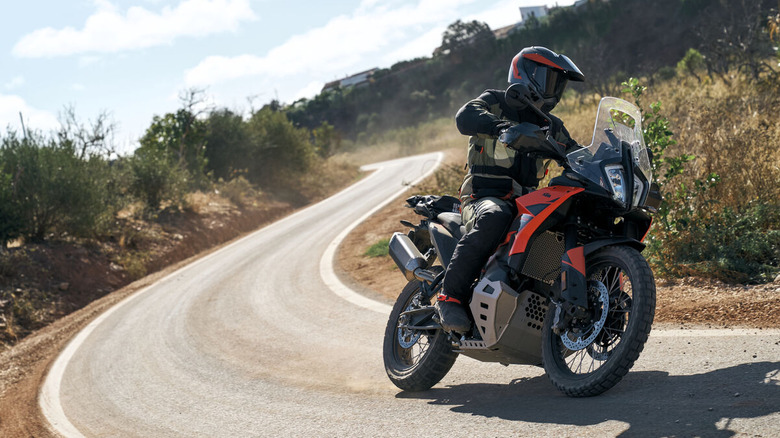 KTM motorcycle on winding road