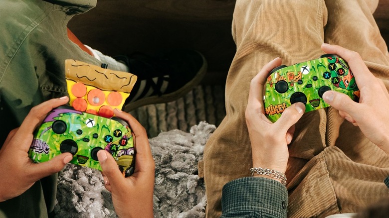 Ninja Turtles Xbox controllers in hand