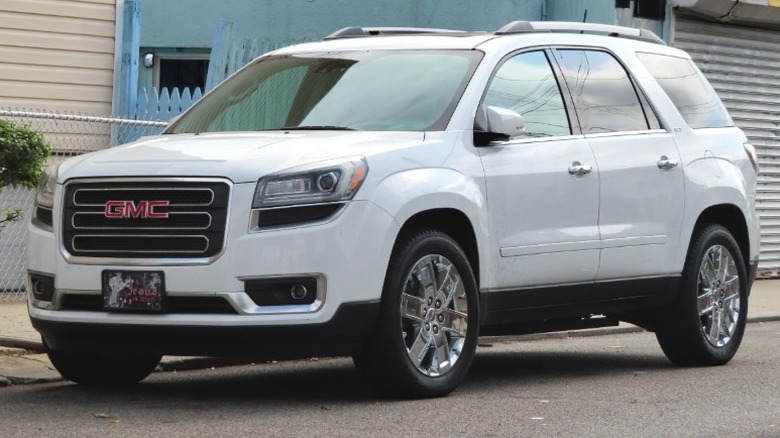 White 2017 GMC Acadia Limited parked at the side of a road