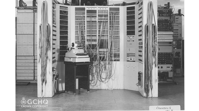 black andd white photo of Colossus computer in 1963