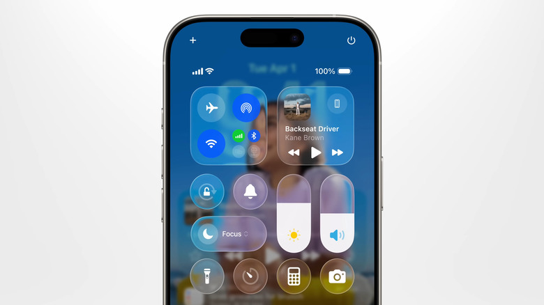 iPhone running iOS 26 showing the Control Center