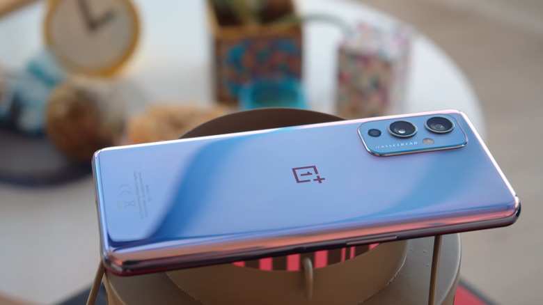 OnePlus 9 lying facedown
