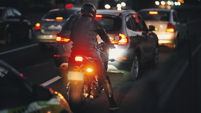 Motorcycle stuck in traffic