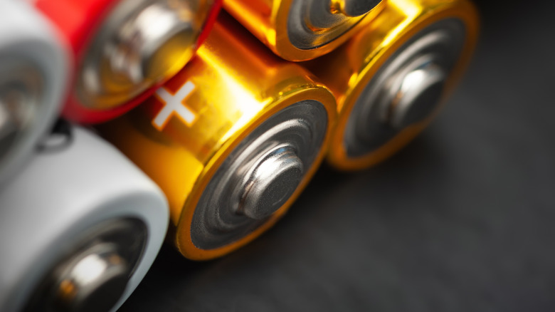 Close-up of AA battery pile