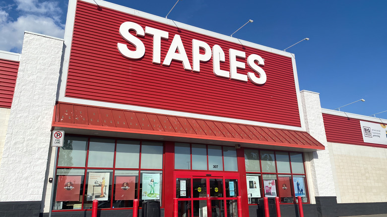 A shot of a Staples storefront