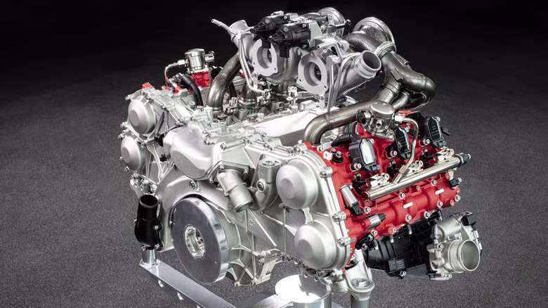 Ferrari's 3.0-liter F163 V6 engine on display