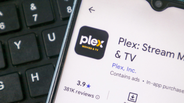 The Plex app on an Android smartphone's app-store.