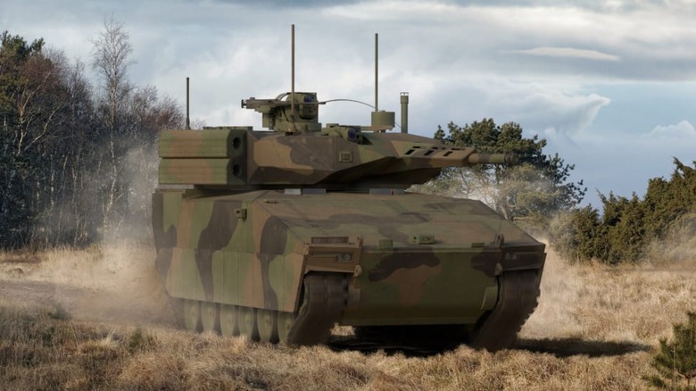A digital rendering of the Wolf XM30 operating in a field